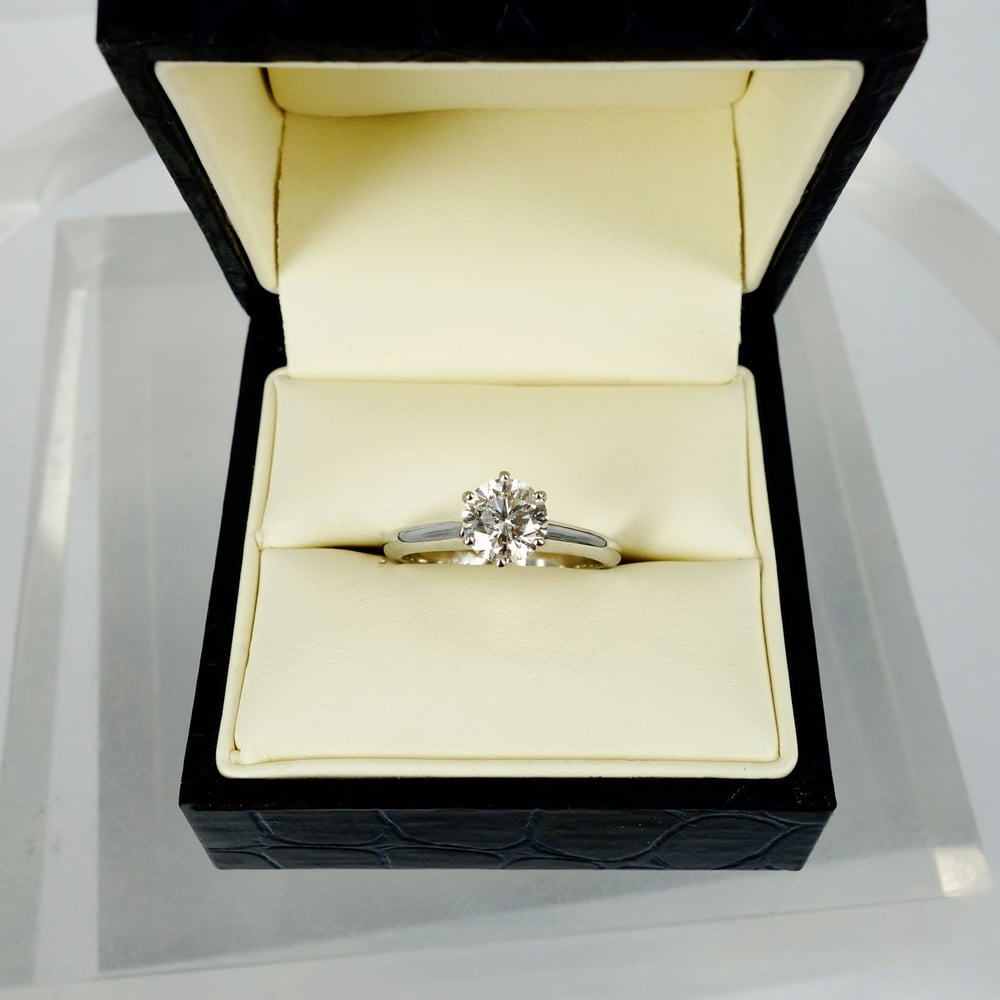Image of Classic 18ct white gold solitaire diamond engagement ring. Pj5759