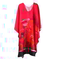 Image 2 of Silk Twill Red Poppies Kaftan