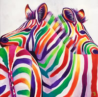 Image 1 of Rainbow Zebra Hugs Print 