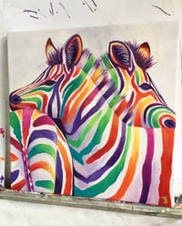 Image 5 of Rainbow Zebra Hugs Print 