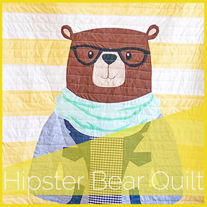 Image of Hipster Bear Quilt Applique