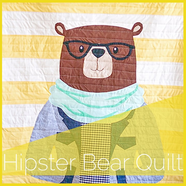 Hipster Bear Quilt Applique