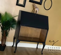 Image 2 of Black wooden & gold bureau drinks cabinet 