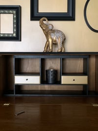 Image 4 of Black wooden & gold bureau drinks cabinet 
