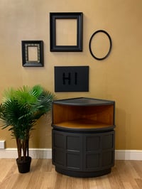 Image 1 of Dark grey & teak Nathan corner drinks cabinet 