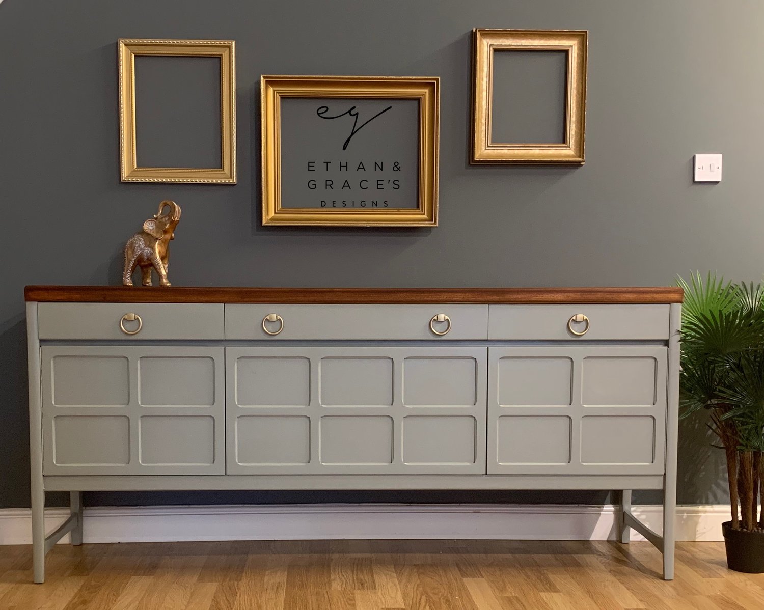 Image of Farrow & balls “Pigeon” Nathan sideboard with naked top