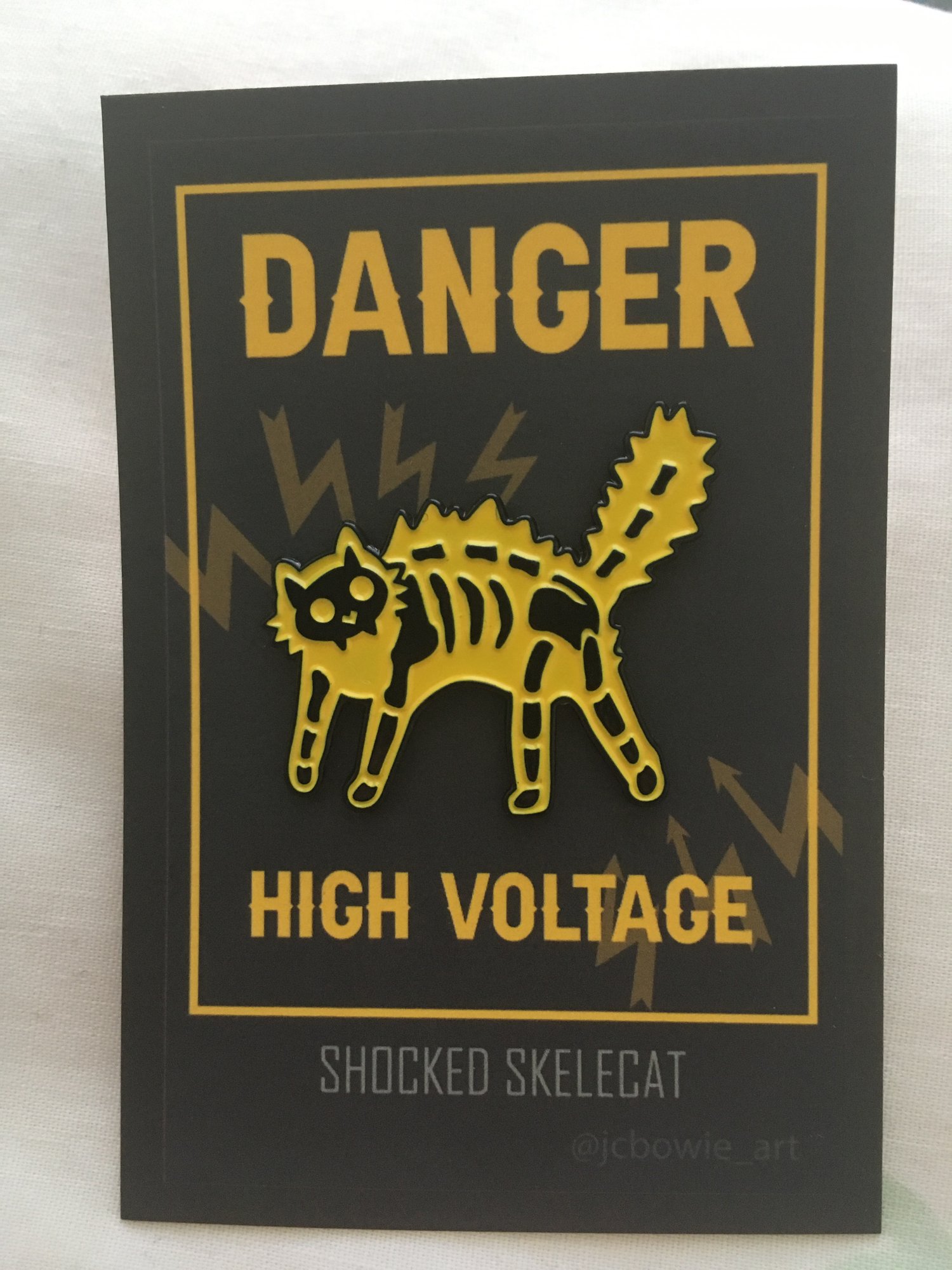 Image of Shocked Skelecat Enamel Pin