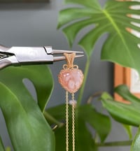 Image 1 of Gold Flower Agate Heart Crystal Necklace