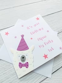 Image 4 of Handmade Fun Alpaca Birthday Card - Cute Animal themed Birthday Card 