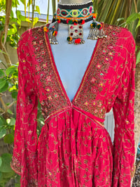 Image 6 of Sienna Glitter wrap dress - red