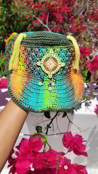 Image 2 of Rainbow Crochet Cosmic Cap