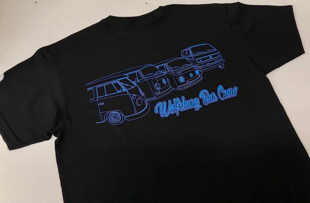 Image of WBC Black T-Shirt with Electric Blue Chest and Extra Large Shoulder Print