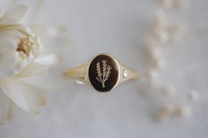 Image of botanic lavender engraved signet ring (in silver or 9ct gold)