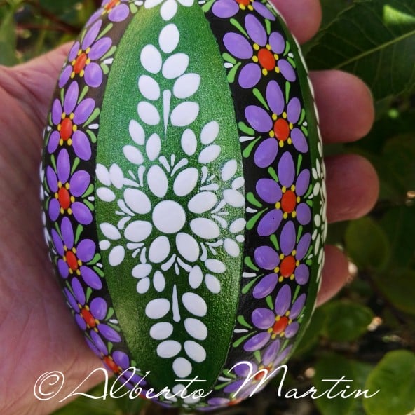 Image of Spring Flowers Egg-shaped Natural stone by Alberto Martin