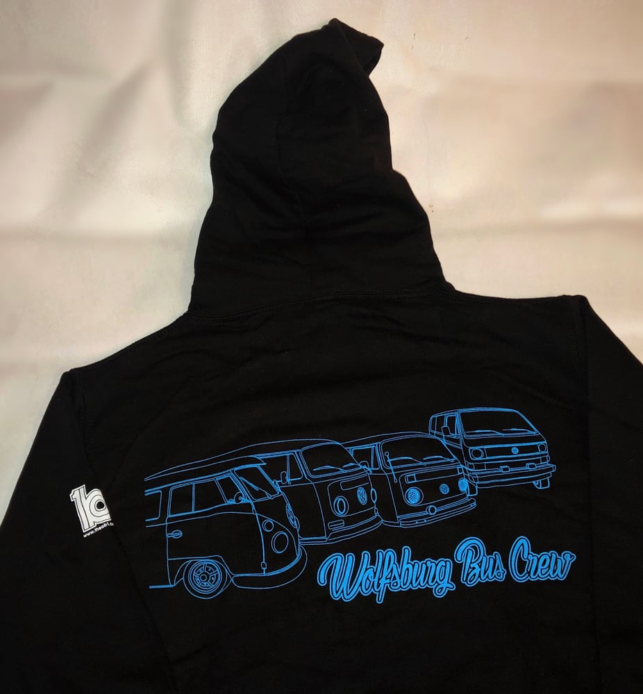 Image of WBC Black Hoodie with Electric Blue Large Chest and Extra Large Shoulder Print