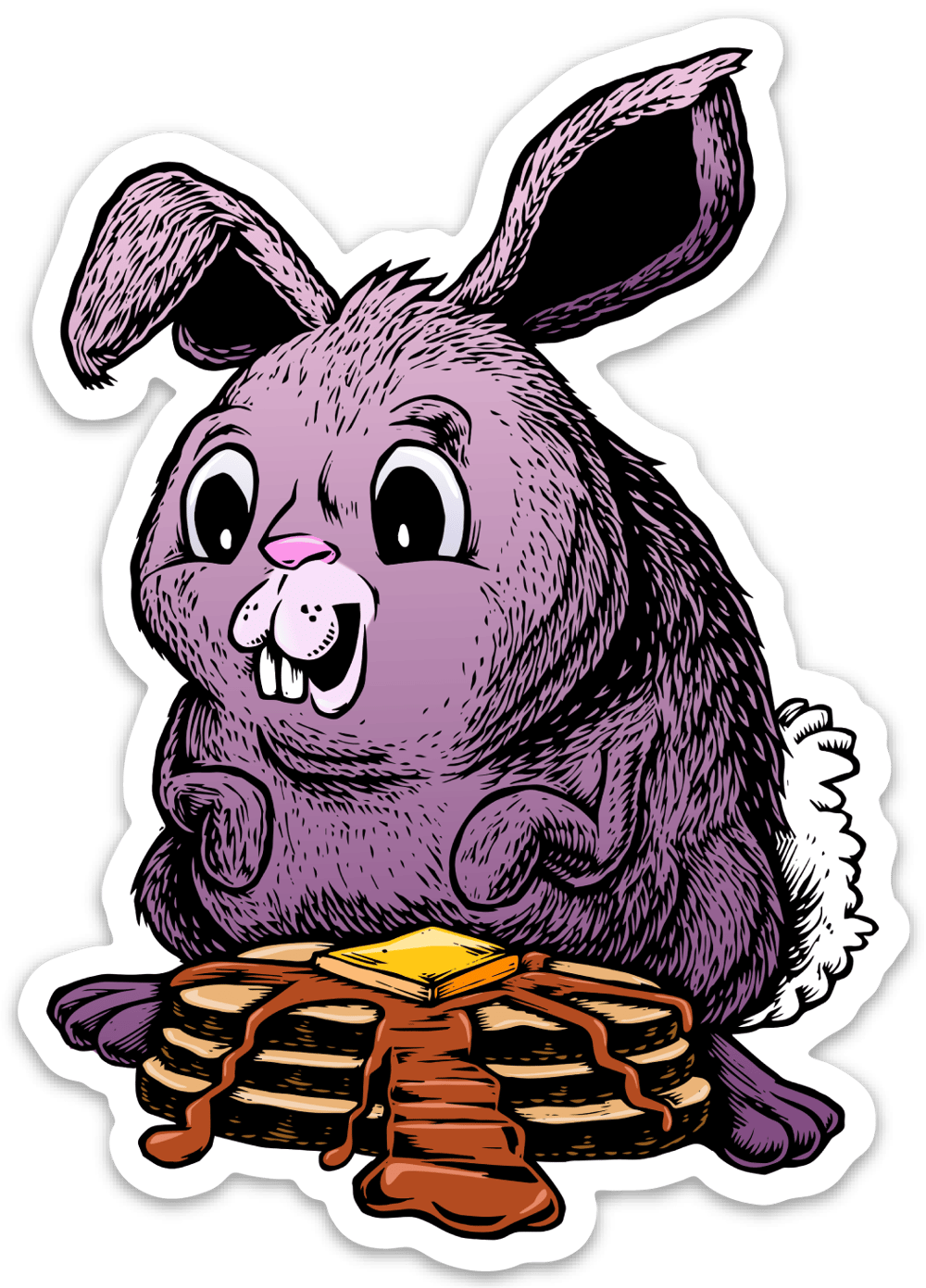 Bunny eating Pancakes Sticker