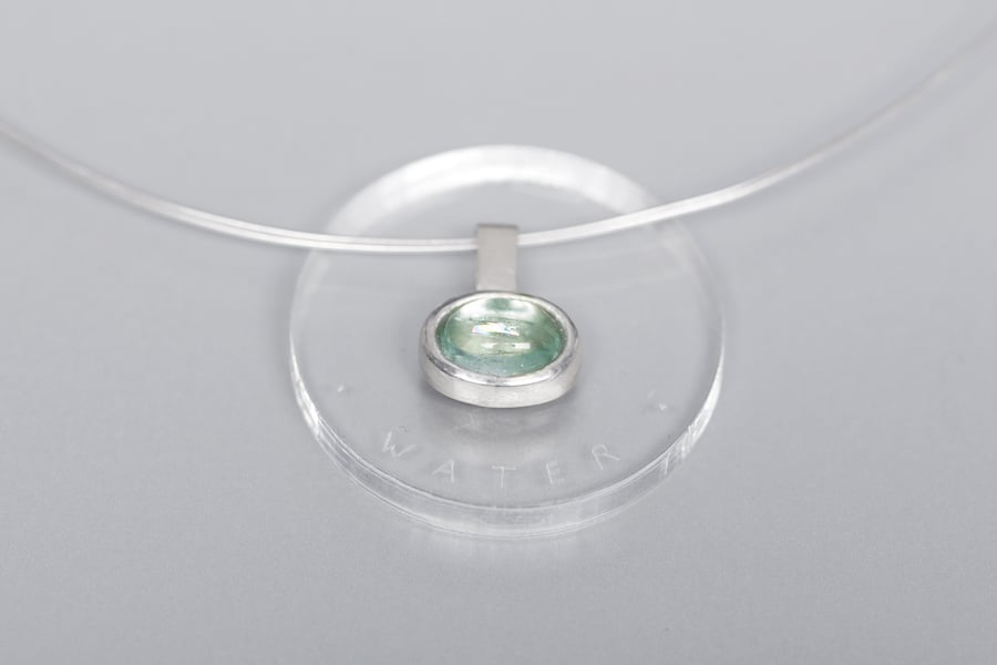 Image of "Water" silver pendant with aquamarine · AQUA ·