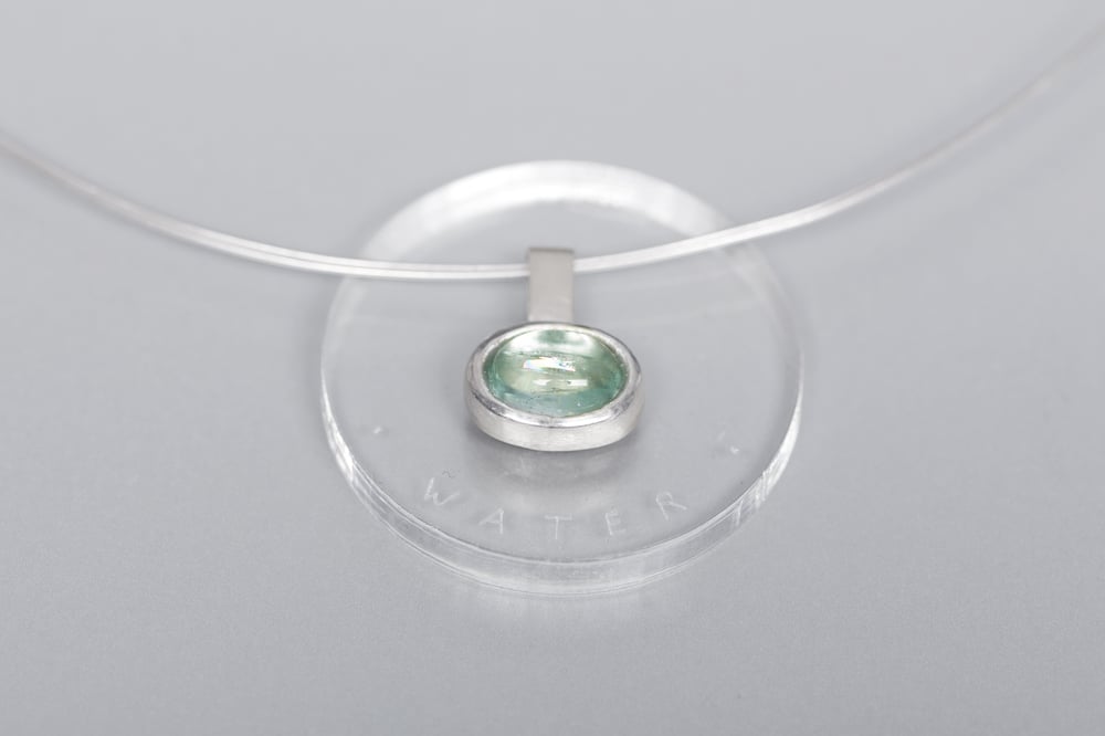 Image of "Water" silver pendant with aquamarine · AQUA ·