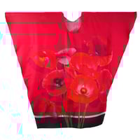 Image 3 of Silk Twill Red Poppies Kaftan