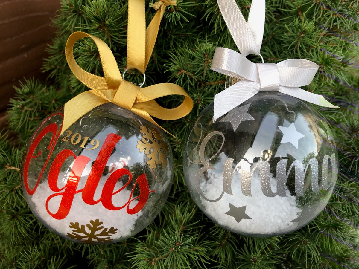 Image of Personalised Christmas Ornament Bauble (Shatterproof plastic) 8cm