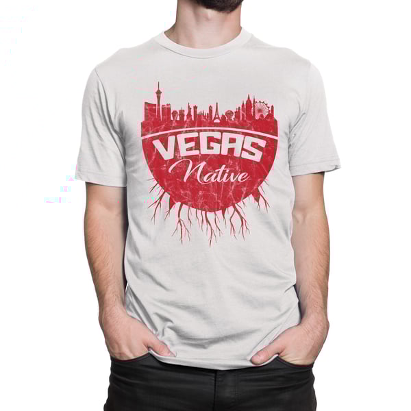 Image of Mens Vegas Native Tee (red on wht)