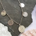 Mixed Coin Necklace - Vintage Sterling Silver - 180 year old coin - version 1