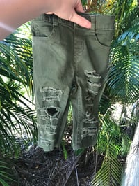 Olive distressed jeggings