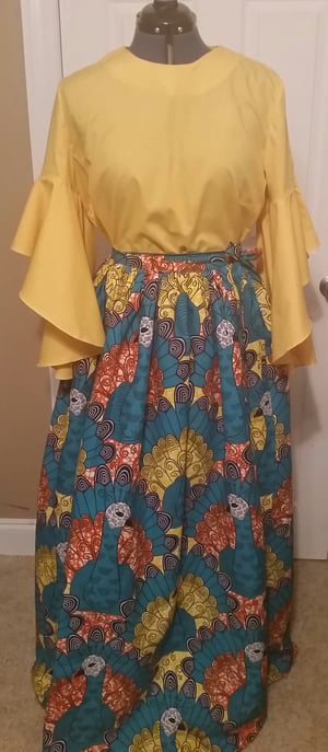 Image of African print wrap skirt set