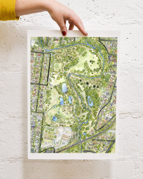 Image of Darebin Parklands Map -A4 and  A3 Limited Edition Giclee Print