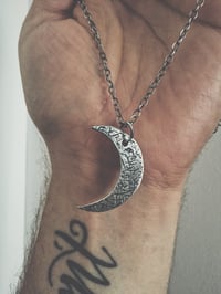 Image 3 of Hand carved sterling silver WAXING MOON pendant