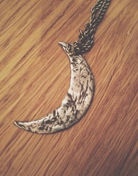 Image 4 of Hand carved sterling silver WAXING MOON pendant