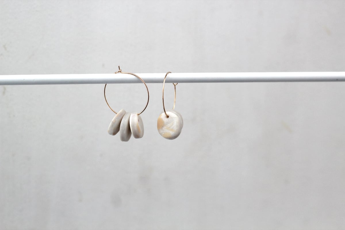 Image of Zuri // Pearl White Clay Hoop Earrings