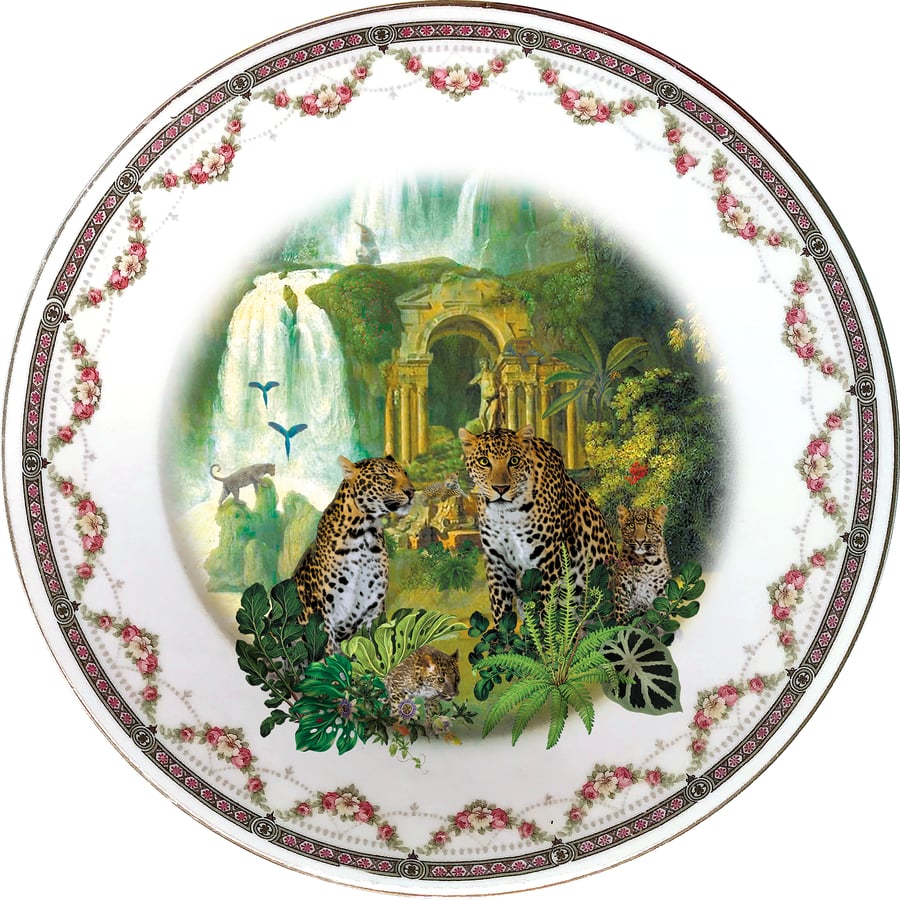 Image of Leopards - Vintage Spanish Porcelain Plate - #0660