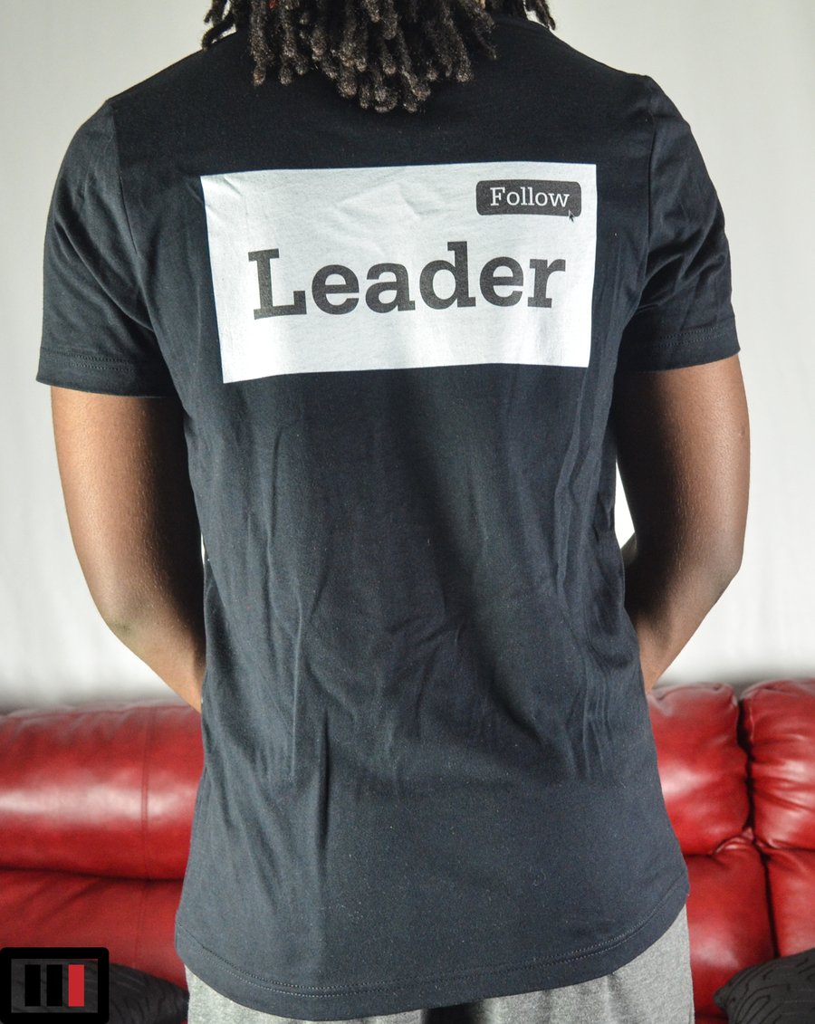 Image of Follow the Leader Black T-shirt ( White, Dark Grey )