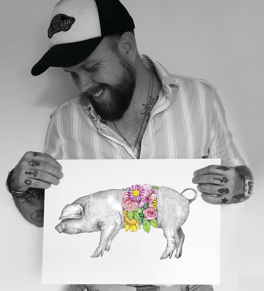 Skin Deep Floral Pig Limited Edition Print