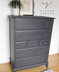 Image 1 of Large stag mahogany Tallboy dark grey