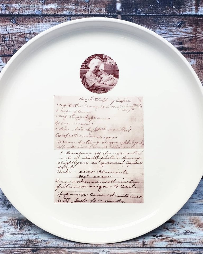 Image of Recipe Platter with Handwriting and Photo