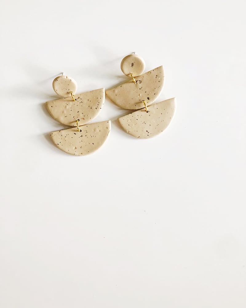 Image of Halfmoon Earrings in Speckled Chamomile 