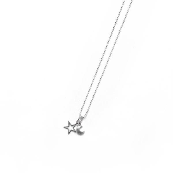 Image of Sterling Silver Star & Moon Necklace