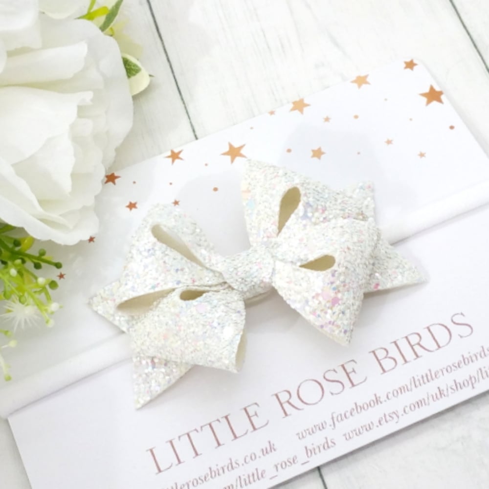 CHOOSE YOUR COLOUR - Glitter Star Bow - Choice of 30 Colours 