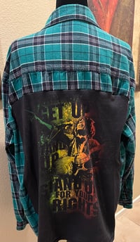 Vintage Green/Black/White Flannel Shirt Bob Marley