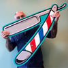 Barber Pole Straight Razor- Hand Painted SIgn