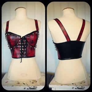 Image of Studded red fauxleather top