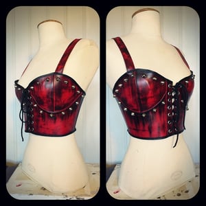 Image of Studded red fauxleather top