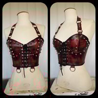 Image 2 of Studded red fauxleather top with rings