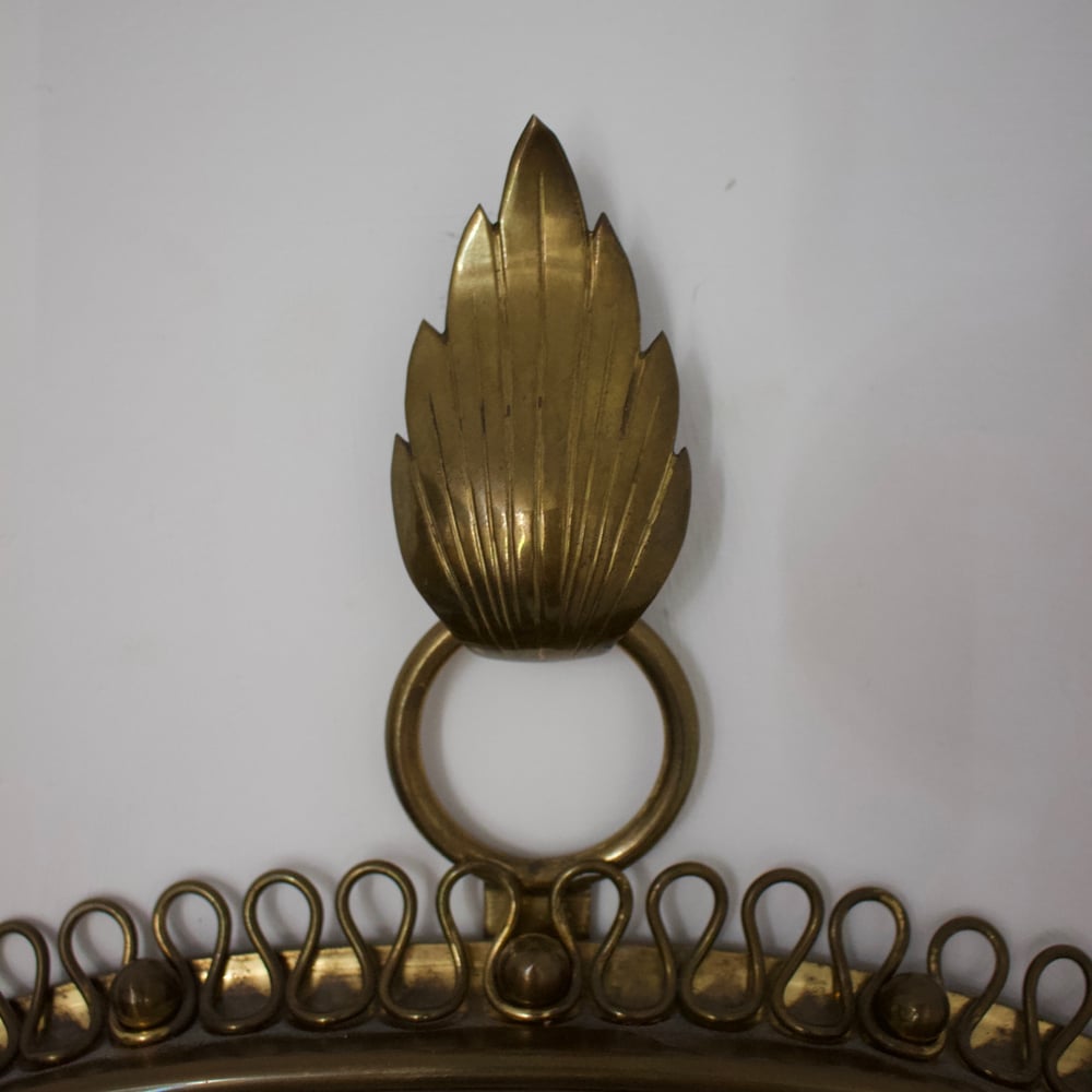 Image of Wall-Mounted Mirror with Brass Loop Frame by Josef Frank, Sweden