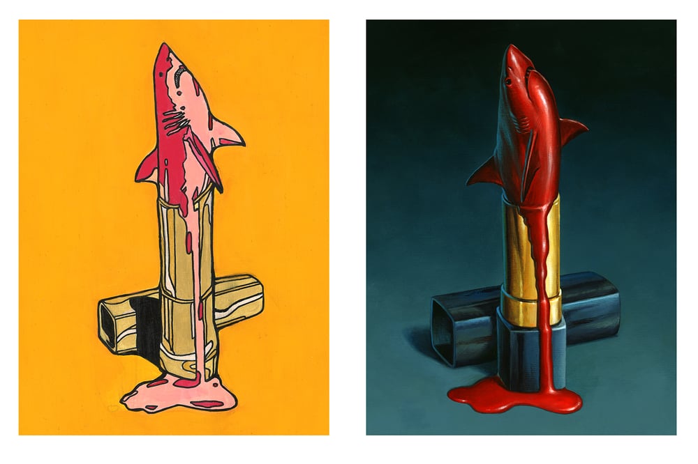 "Sharkstick I & II" - Set of two 9" x 12" limited edition giclees
