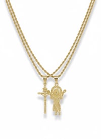 Image 3 of 14k EP Gold Plated Double necklace and pendant set 