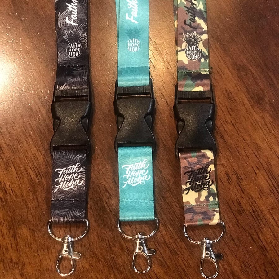 Image of Black Palm, Ocean Blue,  Green Camo Lanyards