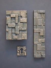 Image 1 of Brutalist Bronze Door Handle and Fittings with Geometric Design I